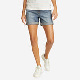 Eddie Bauer Women's Boyfriend Rolled Shorts - Med Denim