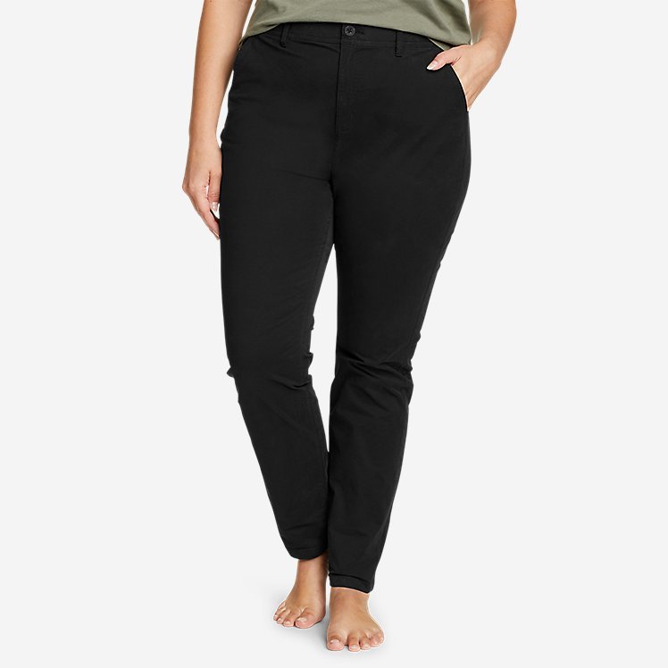 Eddie Bauer Women's Voyager High-Rise Chino Slim Pants - Black