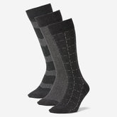 Eddie Bauer Men's Pattern Crew Socks - 3 Pack - Charcoal