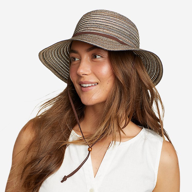 Eddie Bauer Women's Packable Straw Hat - Wide Brim UPF Clothing - Brown