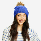 Eddie Bauer Women's Cabin Faux Fur Pom Beanie - Bluebell