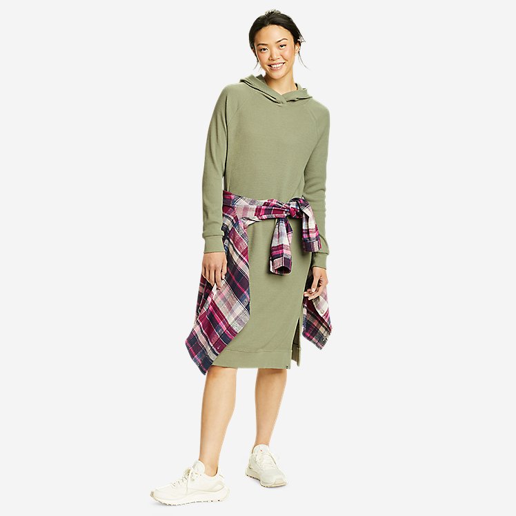 Eddie Bauer Women's Myriad Thermal Hoodie Dress - Sage