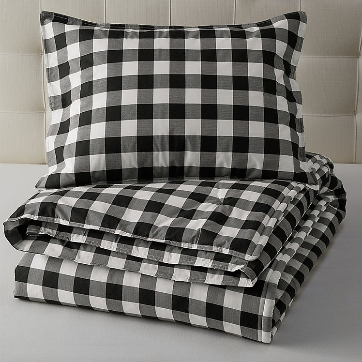 Crossview Plaid Charcoal Full/Queen Reversible Comforter & Sham Set