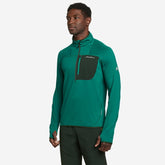 Eddie Bauer Men's High Route Grid Fleece Sweater 1/2-Zip Mock Neck - Dark Mint