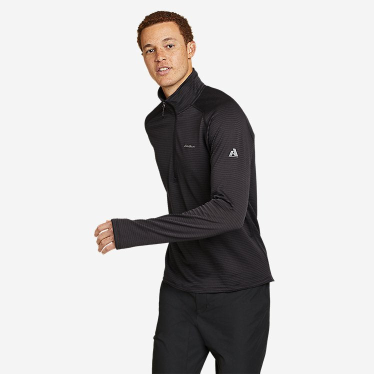 Eddie Bauer Men's High Route Grid Air 1/4-Zip Sweater - Black