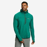 Eddie Bauer Men's High Route Grid Fleece 1/2-Zip Hoodie - Dark Mint