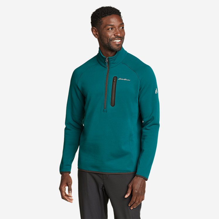 Eddie Bauer Men's Outpace Flex Fleece Sweater 1/2-Zip - Dark Teal