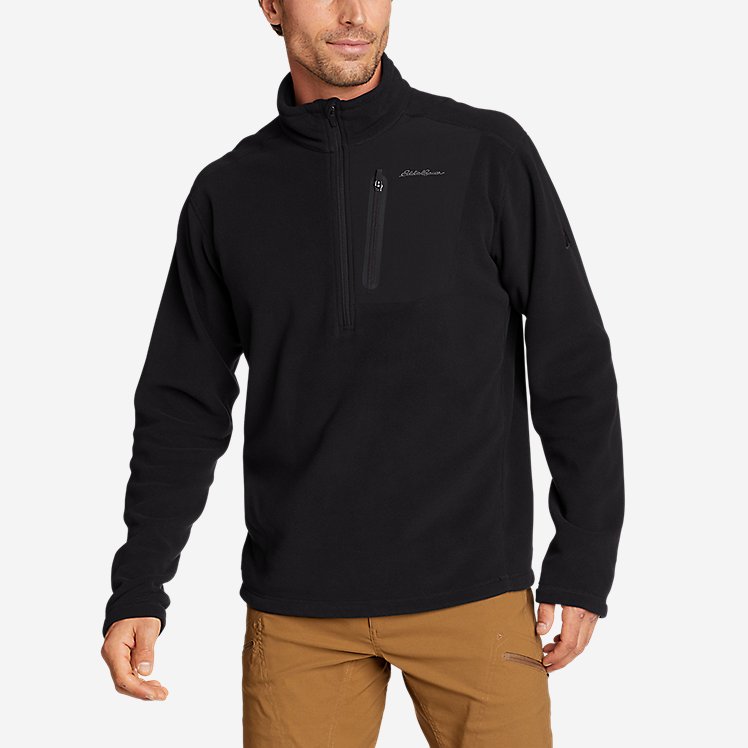 Eddie Bauer Men's Cloud Layer Pro 1/4-Zip Pullover Fleece Sweater - Black