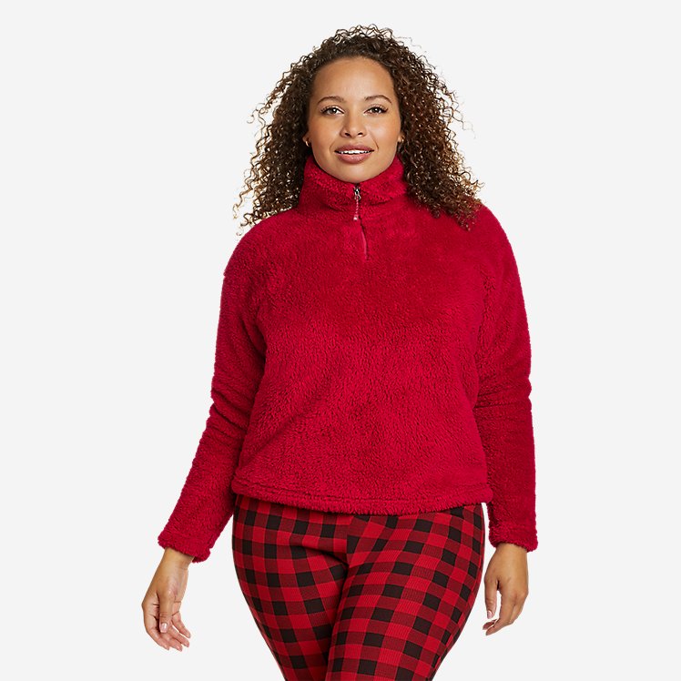 Eddie Bauer Women's Quest Plush Fleece Jacket 2.0 1/4-Zip - Scarlet