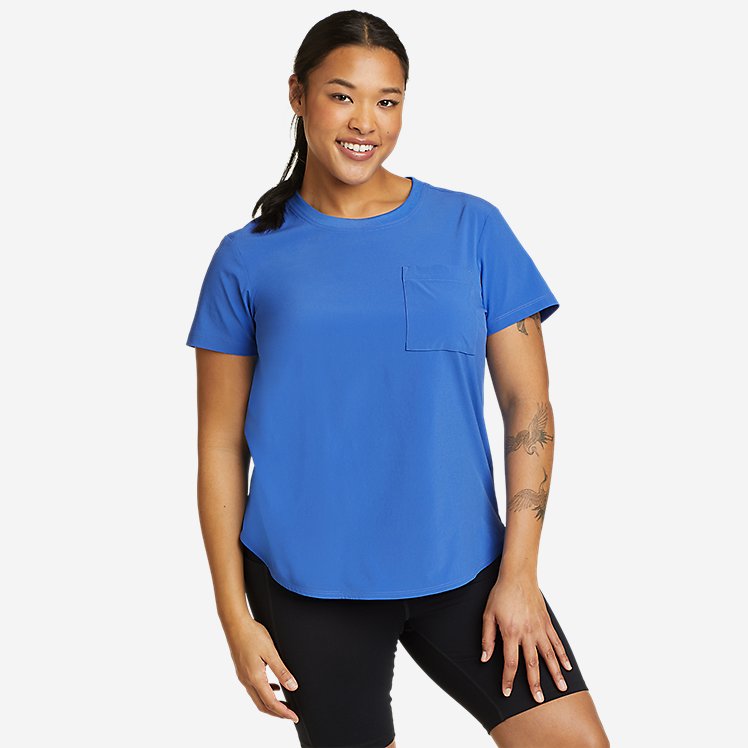 Eddie Bauer Women's Departure Short-Sleeve Pocket T-Shirt - Brilliant Blue