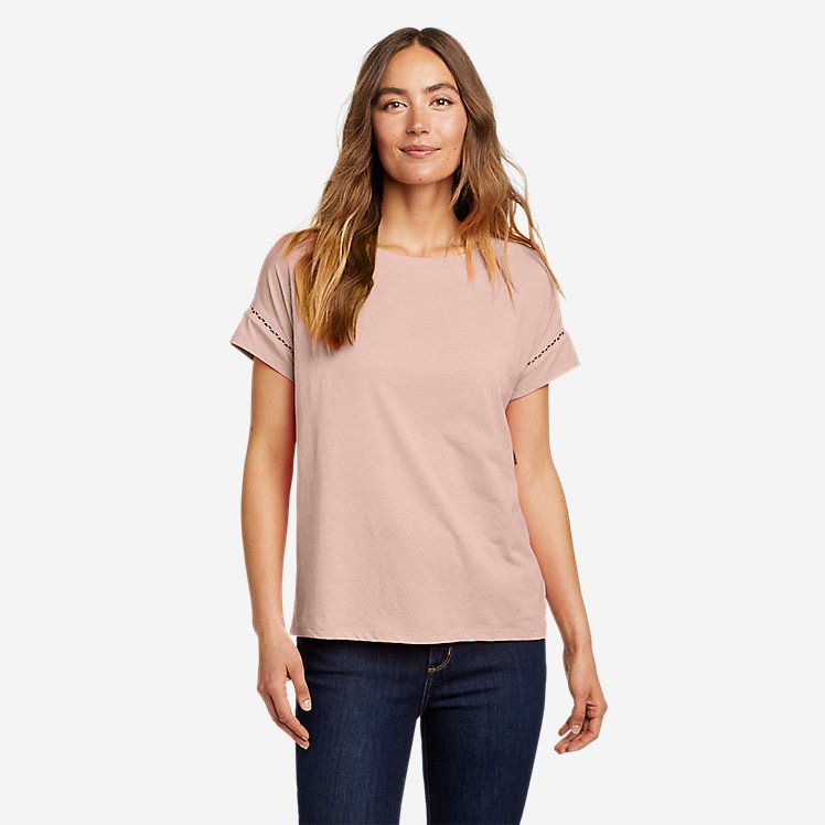 Eddie Bauer Women's Myriad Short-Sleeve Boat-Neck T-Shirt - Pale Pink