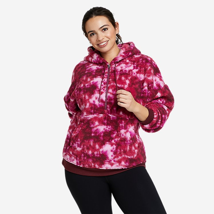 Eddie Bauer Women's We Wander Fleece Half Zip Hoodie - Desert Pink