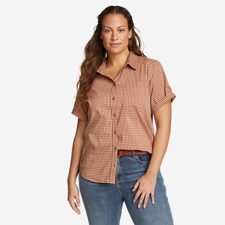 Eddie Bauer Women's On The Go Short-Sleeve Shirt - Dark Orange