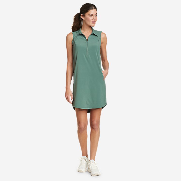 Eddie Bauer Women's Departure Sleeveless Half-Zip Dress - Dark Seafoam