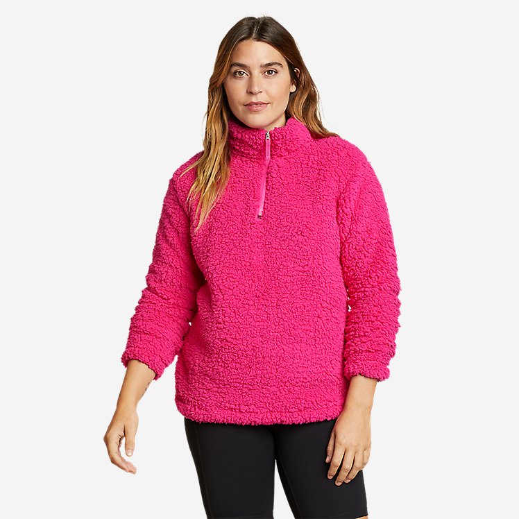 Eddie Bauer Women's Fireside Plush 1/4-Zip Fleece Sweater - Lava