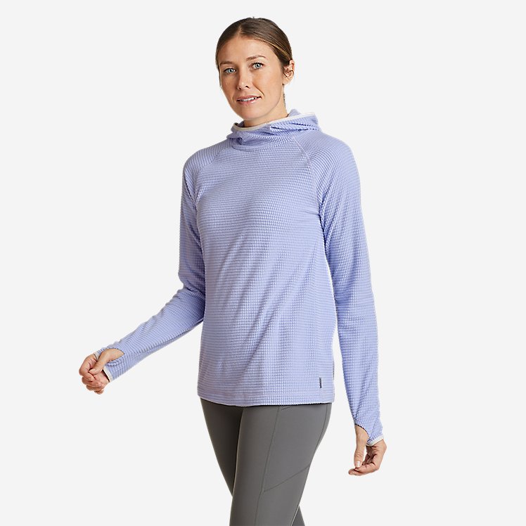 Eddie Bauer Women's Quest Pro Grid Fleece Pullover Hoodie - Periwinkle