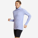 Eddie Bauer Women's Quest Pro Grid Fleece Sweater Pullover Mock Neck - Periwinkle