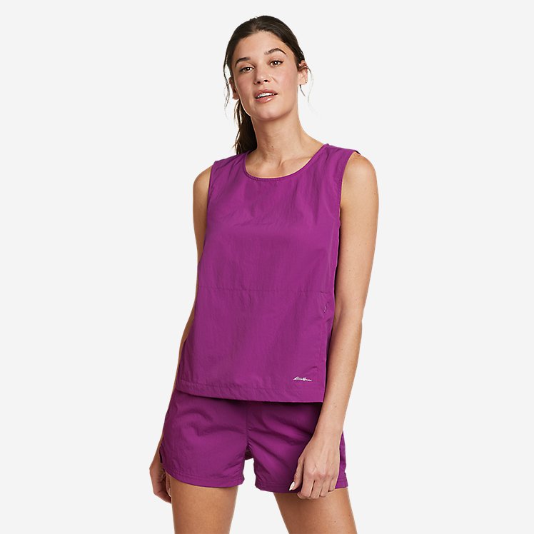 Eddie Bauer Women's Mountain Crinkle Sleeveless Shirt UPF Clothing - Deep Magenta