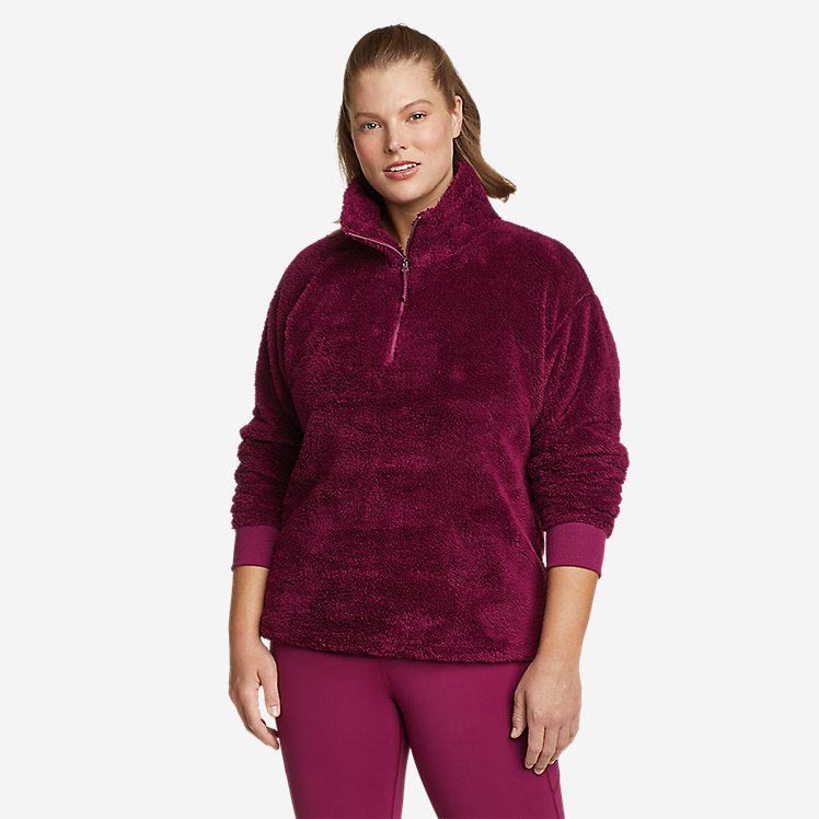 Eddie Bauer Women's Quest Plush 1/4-Zip Fleece Sweater - Port