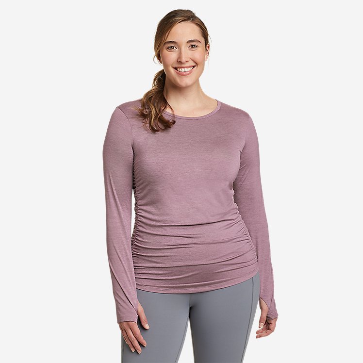 Eddie Bauer Women's Resolution Long-Sleeve Ruched Tee - Dusty Iris