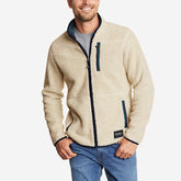 Eddie Bauer Men's Chilali Faux Shearling-Fleece Sweater Full-Zip Mock - Oyster