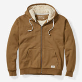 Eddie Bauer Faux Shearling-Lined Full-Zip Hoodie - Khaki