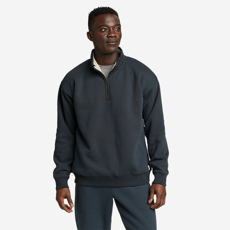 Eddie Bauer Men's Eddie Bauer Fleece Faux Shearling-Lined 1/4-Zip - Grey