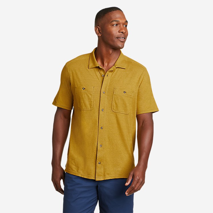 Eddie Bauer Men's EB Hemplify Button-Up Shirt - Antique Gold