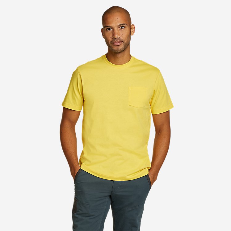 Eddie Bauer Men's Classic Wash 100% Cotton Short-Sleeve Pocket T-Shirt - Bright Yellow