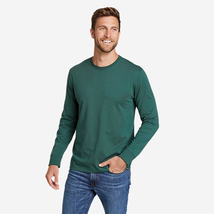 Eddie Bauer Men's Classic Wash 100% Cotton Long-Sleeve Classic T-Shirt - Green