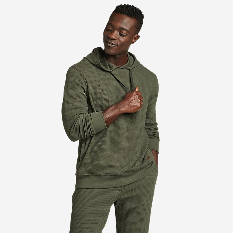 Eddie Bauer Men's Waffle-Knit Pullover Hoodie - Dark Green