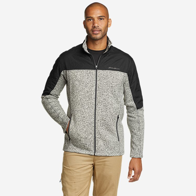 Eddie Bauer Men's Convector Full-Zip Hybrid Fleece Jacket - Gray Heather