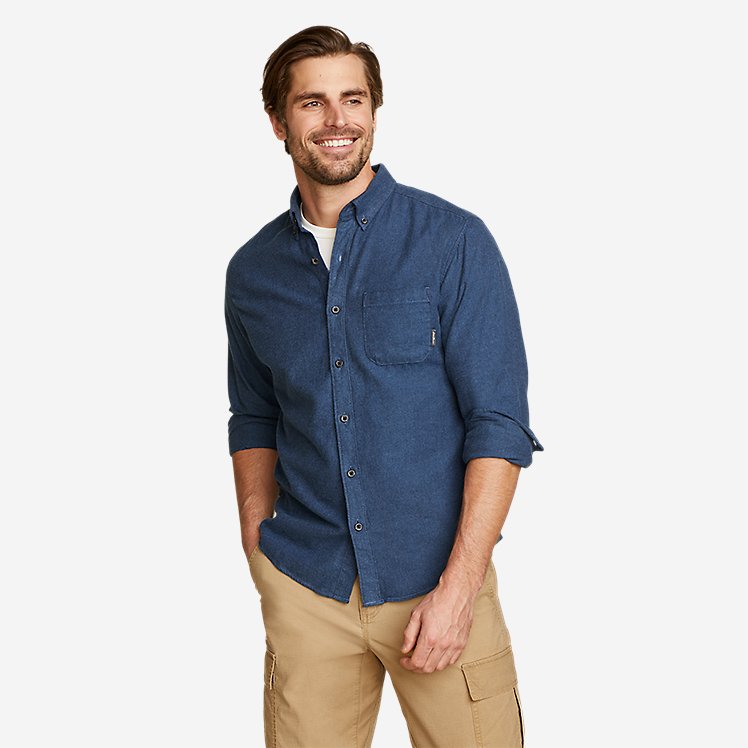 Eddie Bauer Men's Eddie's Favorite Flannel Shirt- Dark Blue