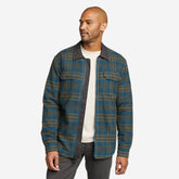 Eddie Bauer Men's Eddie's Favorite Faux Shearling-Lined Flannel Shirt Jacket - Dark Olive