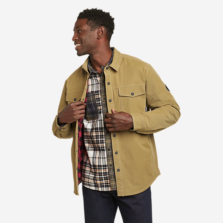 Eddie Bauer Men's Voyager Fleece-Lined Shirt Jacket - Dark Tan