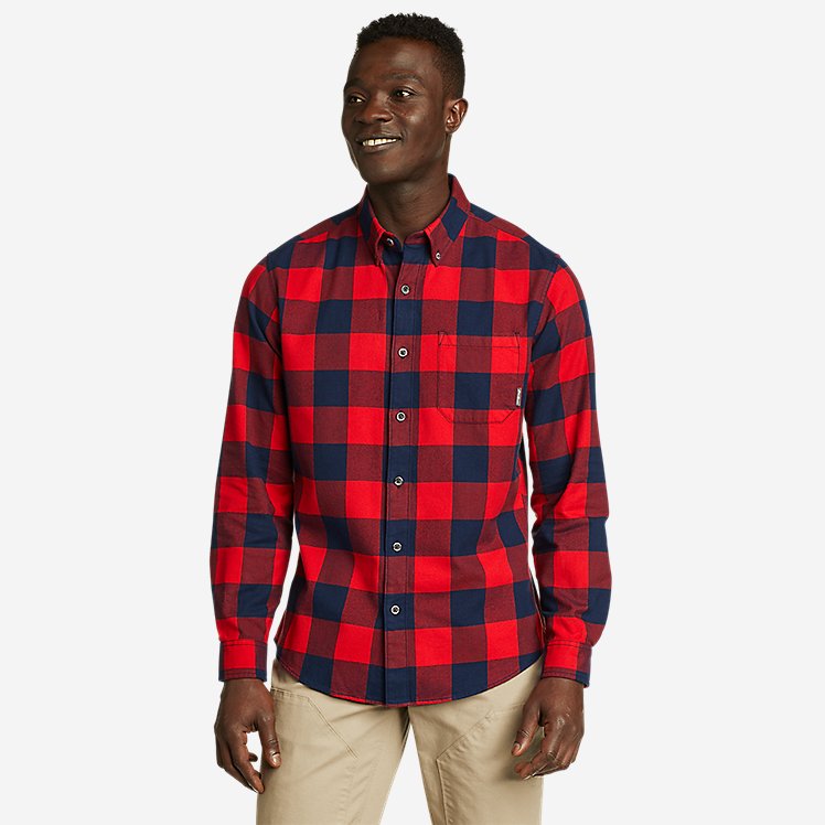 Eddie Bauer Men's Eddie's Favorite Flannel Relaxed Shirt - Plaid - Cherry