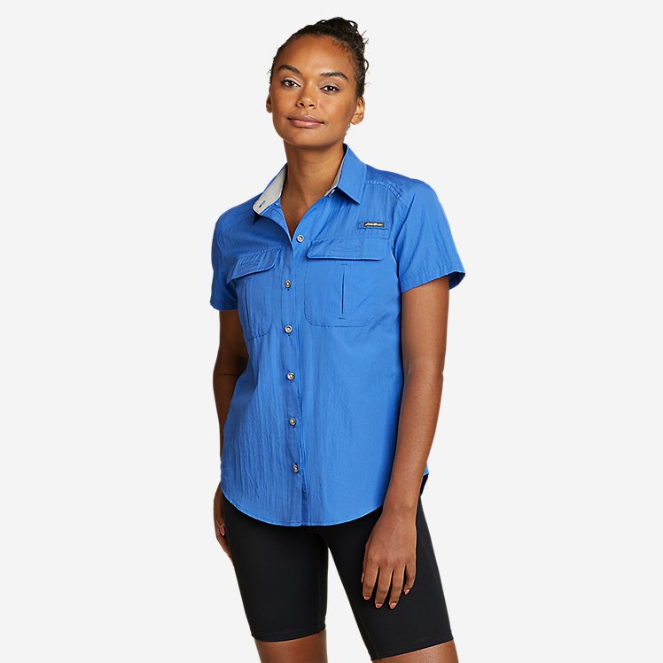 Eddie Bauer Women's UPF Guide Short-Sleeve Shirt - Brilliant Blue