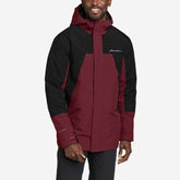 Eddie Bauer Men's Rainfoil Ridge Down Insulated Waterproof Rain Jacket - Dark Red