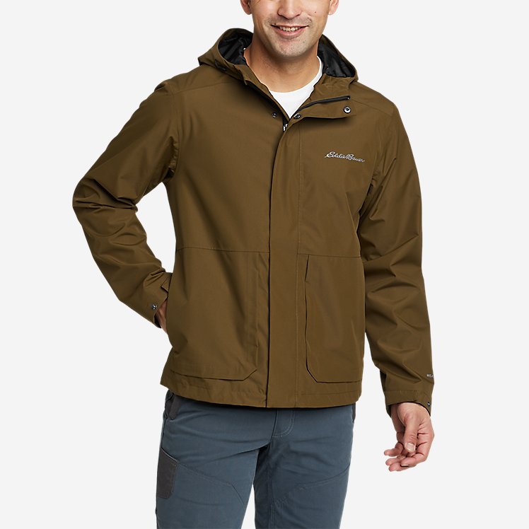 Eddie Bauer Men's Rainfoil Storm Waterproof Rain Jacket - Burnt Orange