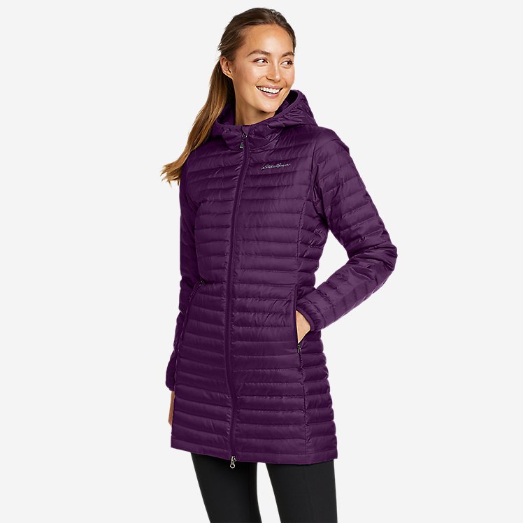 Eddie Bauer Women's Winter Coat Microlight Traveler Down Parka Jacket - Purple