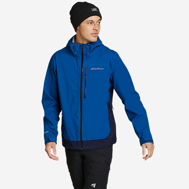 Eddie Bauer Men's Cloud Cap 3L Waterproof Rain Jacket Lightweight - Pacific Blue