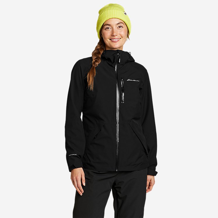 Eddie Bauer Plus Size Women's Powder Search Waterproof Rain Jacket Lightweight - Black