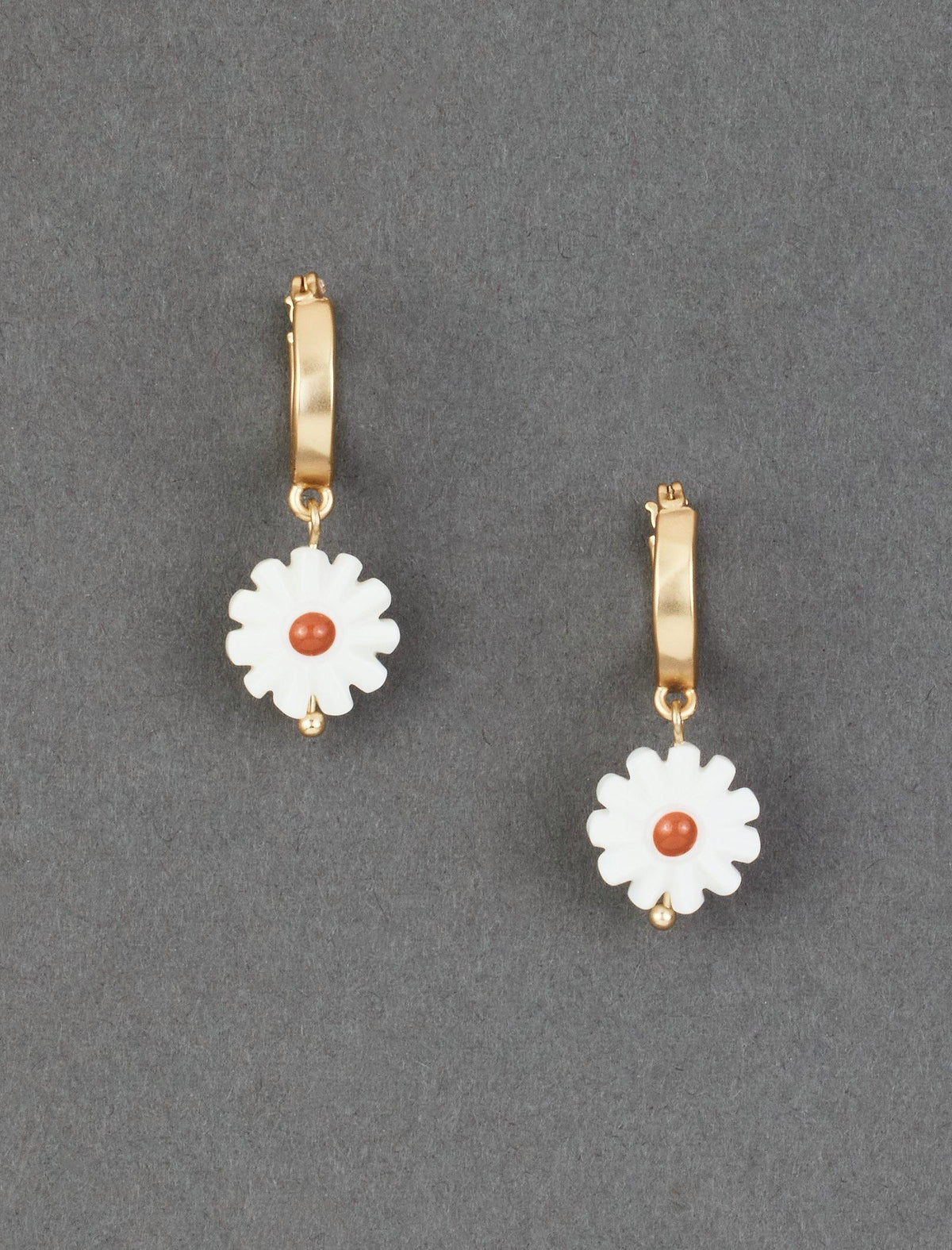 Lucky Brand Daisy Charm Hoop Earring Gold