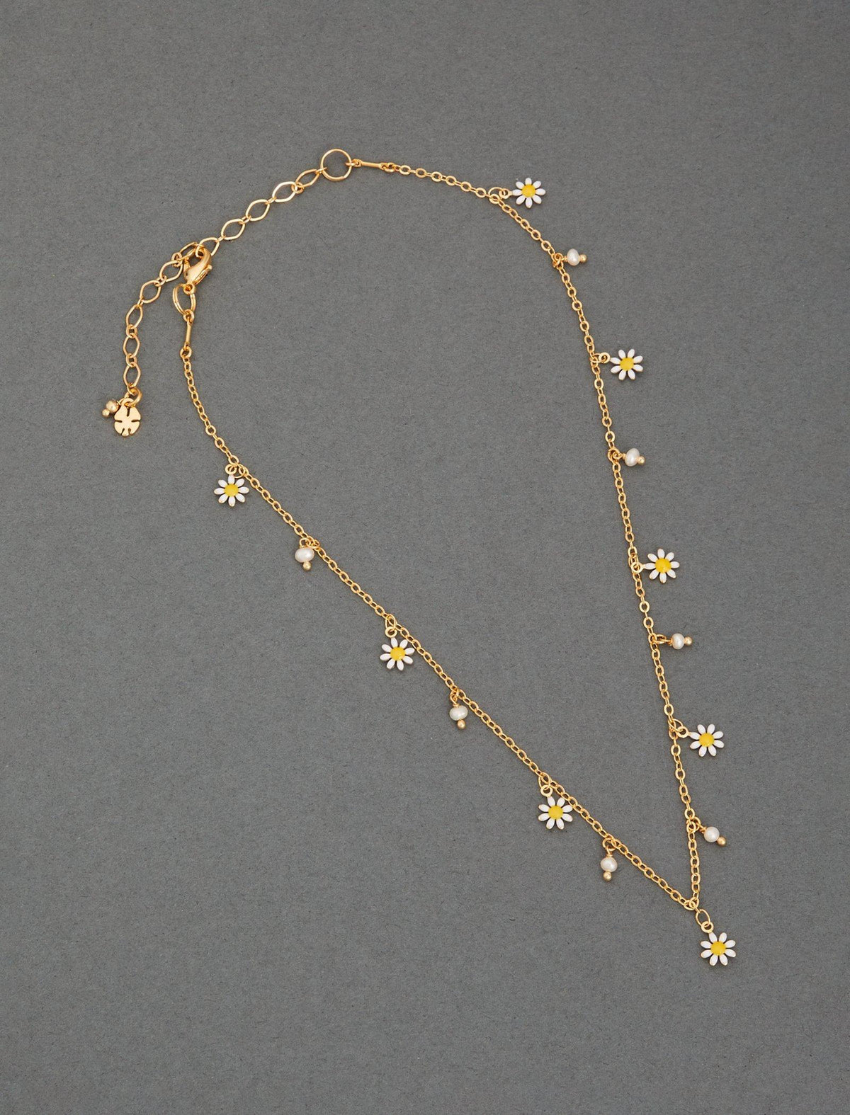 Lucky Brand Daisy Enamel Charm Necklace Gold