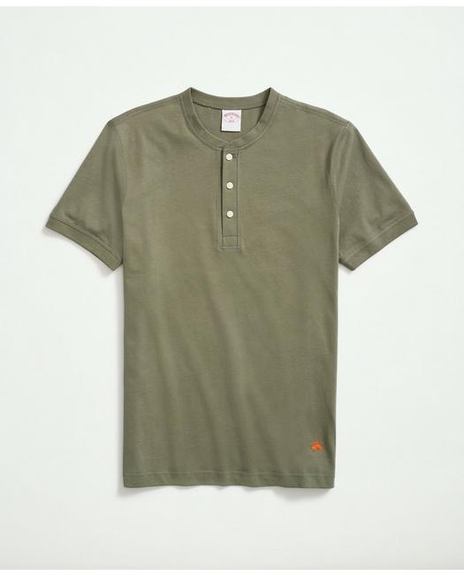 Brooks Brothers Men's Cotton Henley T-Shirt Olive Green