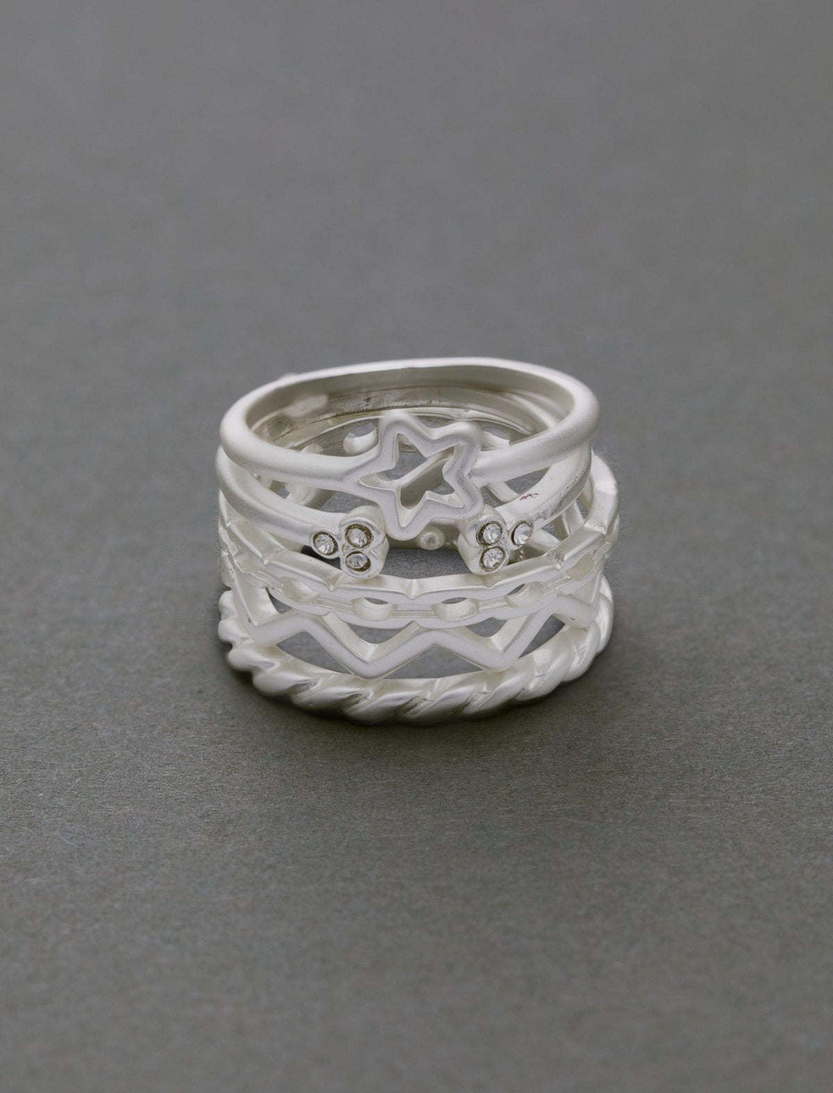 Lucky Brand Delicate Holiday Ring Stack Silver