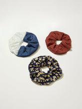 Lucky Brand Denim & Floral Scrunchie Set Multi