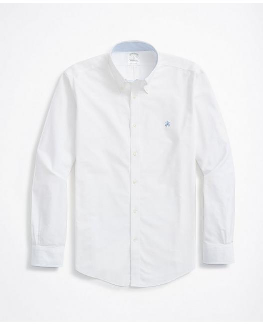 Brooks Brothers Men's Stretch Milano Slim-Fit Sport Shirt White