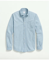 Brooks Brothers Men's Cotton Chambray Button-Down Collar Sport Shirt Light Blue