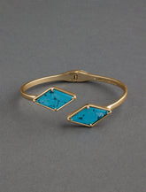 Lucky Brand Diamond Turquoise Hinge Cuff Bracelet Gold